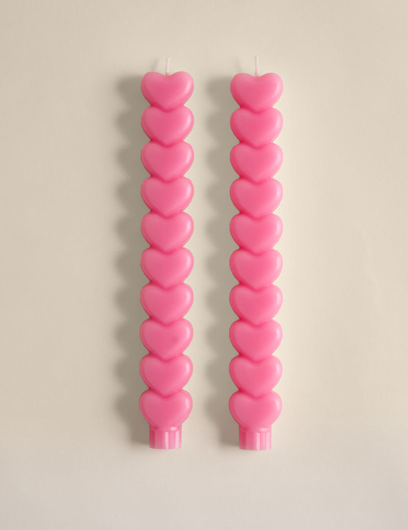 Heart dinner candles 2 pack unscented wax - British product