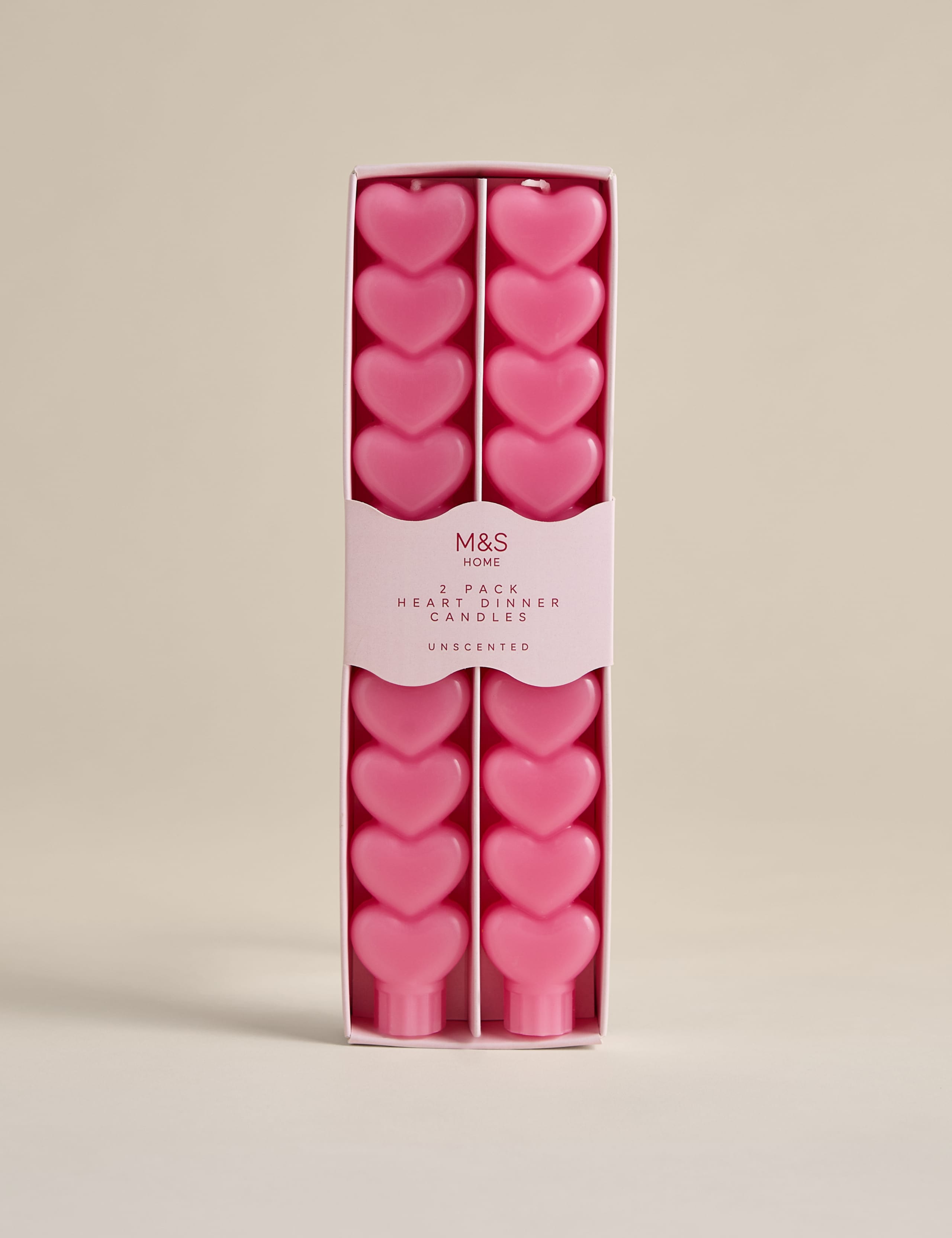 Heart dinner candles 2 pack unscented wax - British product