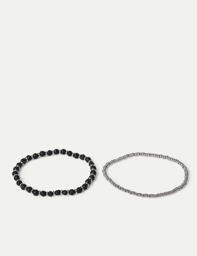 Lava stretch bracelet 2 pack with natural stone, imported from the UK