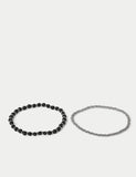 Lava stretch bracelet 2 pack with natural stone, imported from the UK