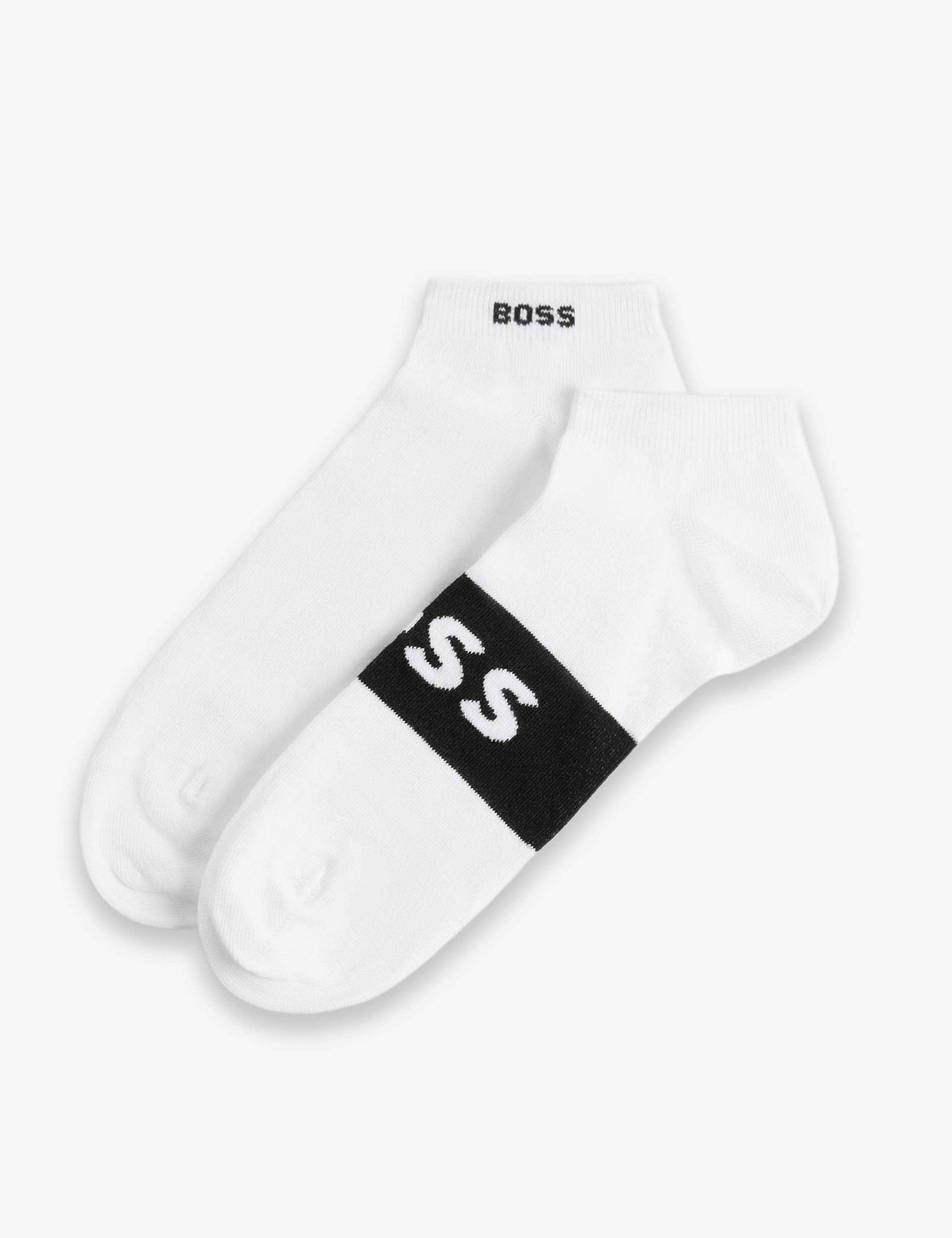 BOSS 2-pack cotton rich logo trainer socks (British brand)
