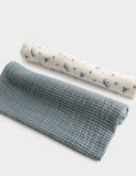 Muslin squares 2 pack pure cotton floral and checked (British brand)