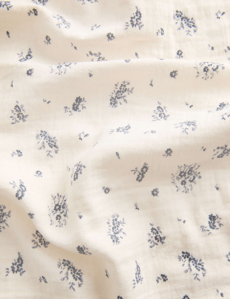 Muslin squares 2 pack pure cotton floral and checked (British brand)