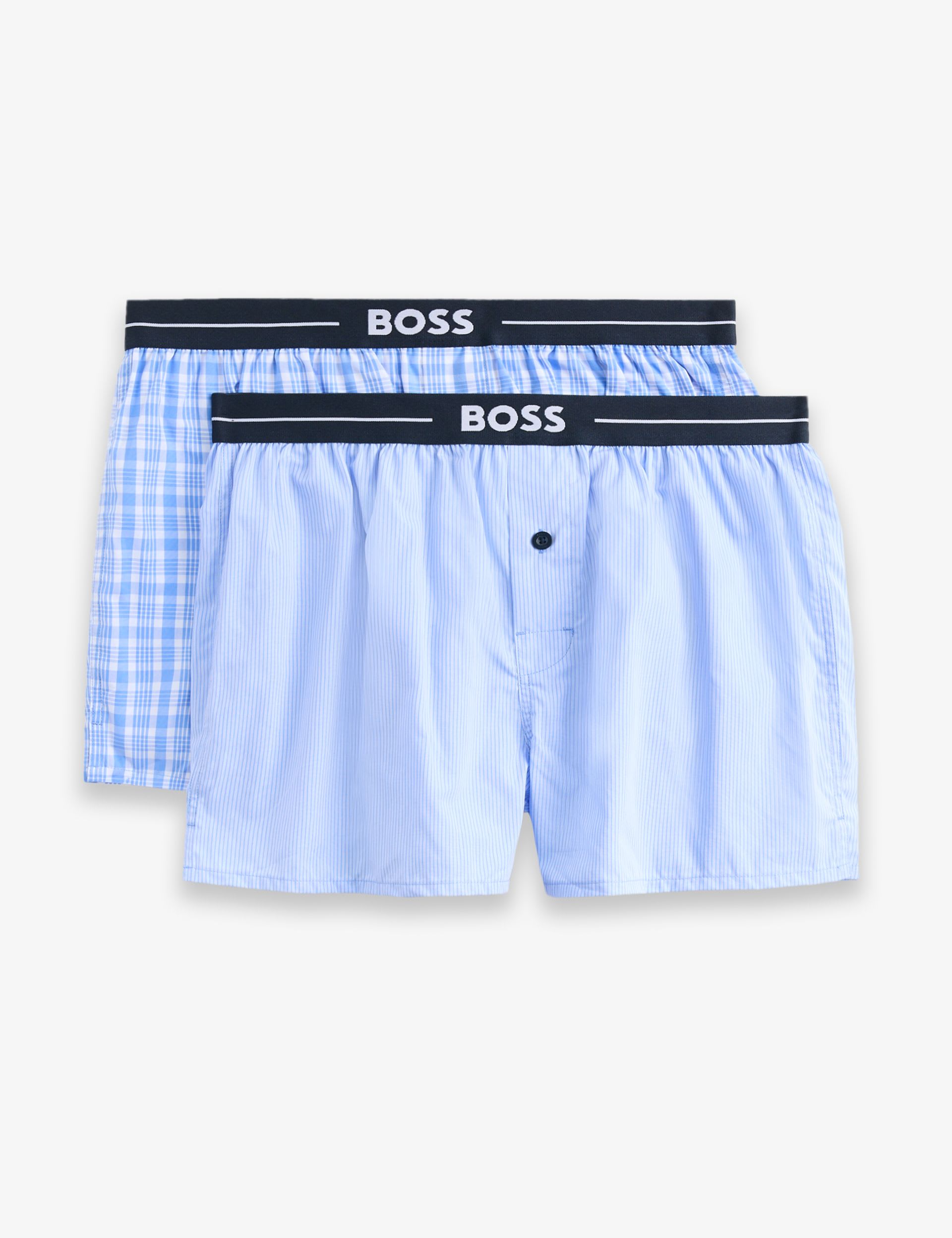 BOSS 2 pack plain checked boxers, imported from the UK