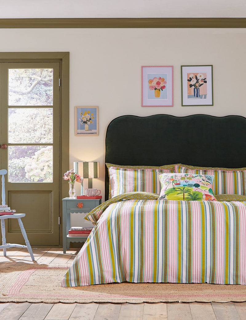 Land & Shore Raven Stripe cotton pillowcases 2 pack, UK version