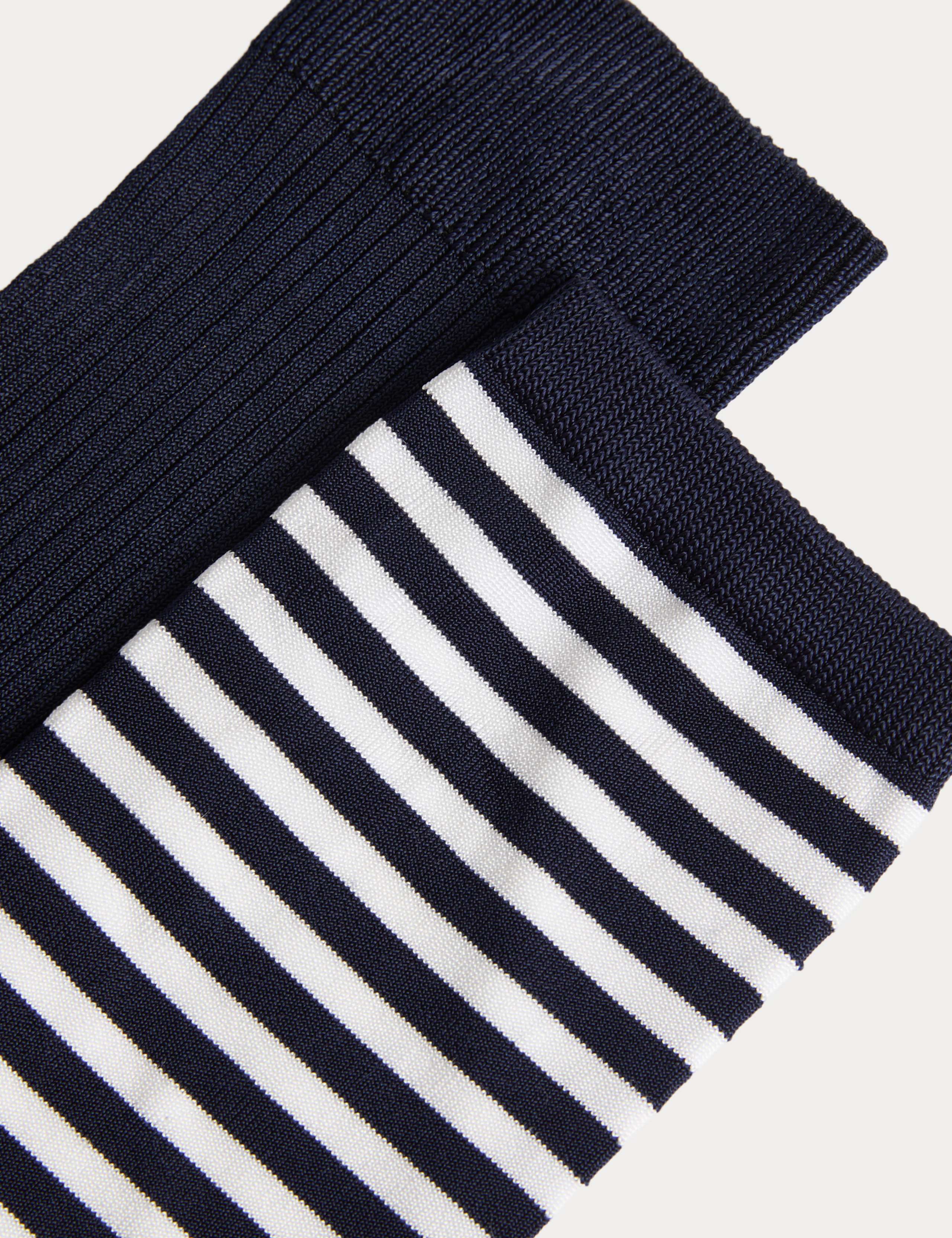M&S rayon striped crew socks 2 pack (British brand)