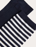 M&S rayon striped crew socks 2 pack (British brand)