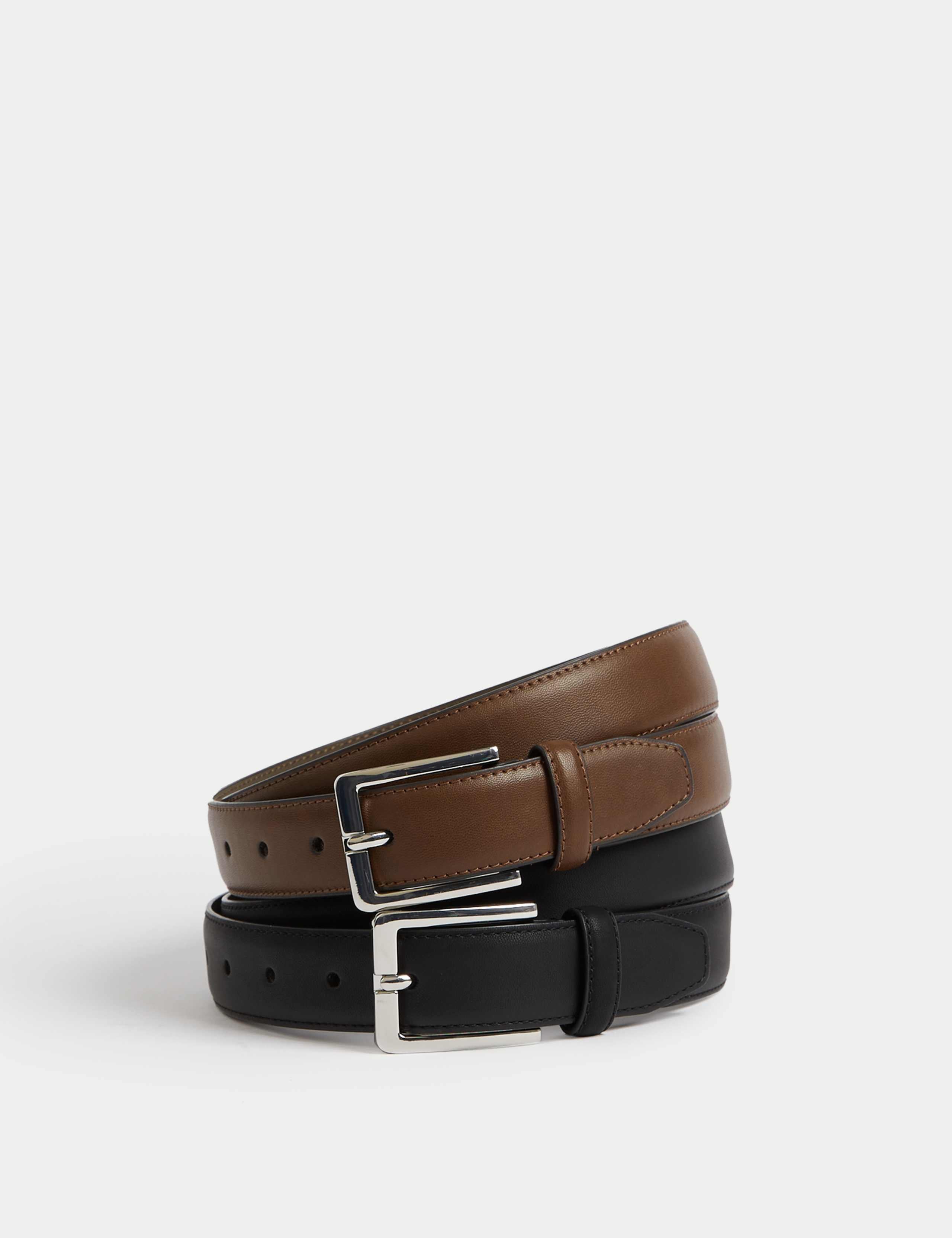 M&S smart belts 2 pack gold silver buckles - British product