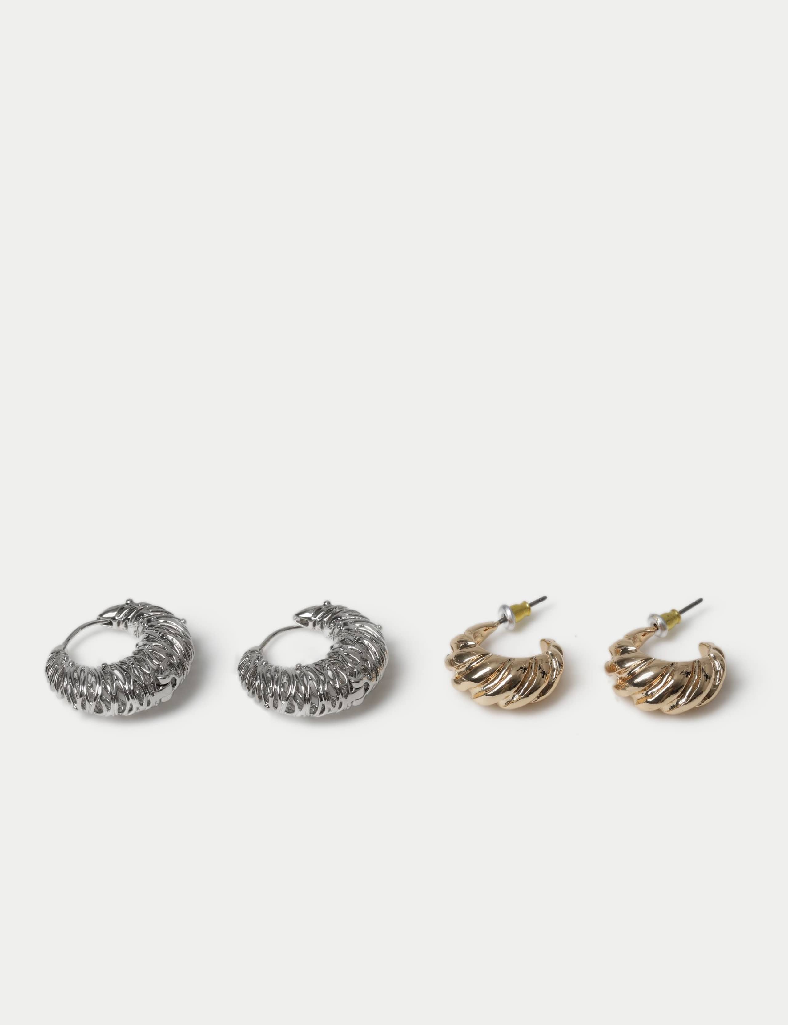 2 pack wire hoop earrings with brass finish, UK version