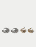 2 pack wire hoop earrings with brass finish, UK version