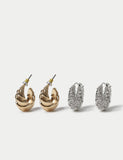 2 pack wire hoop earrings with brass finish, UK version