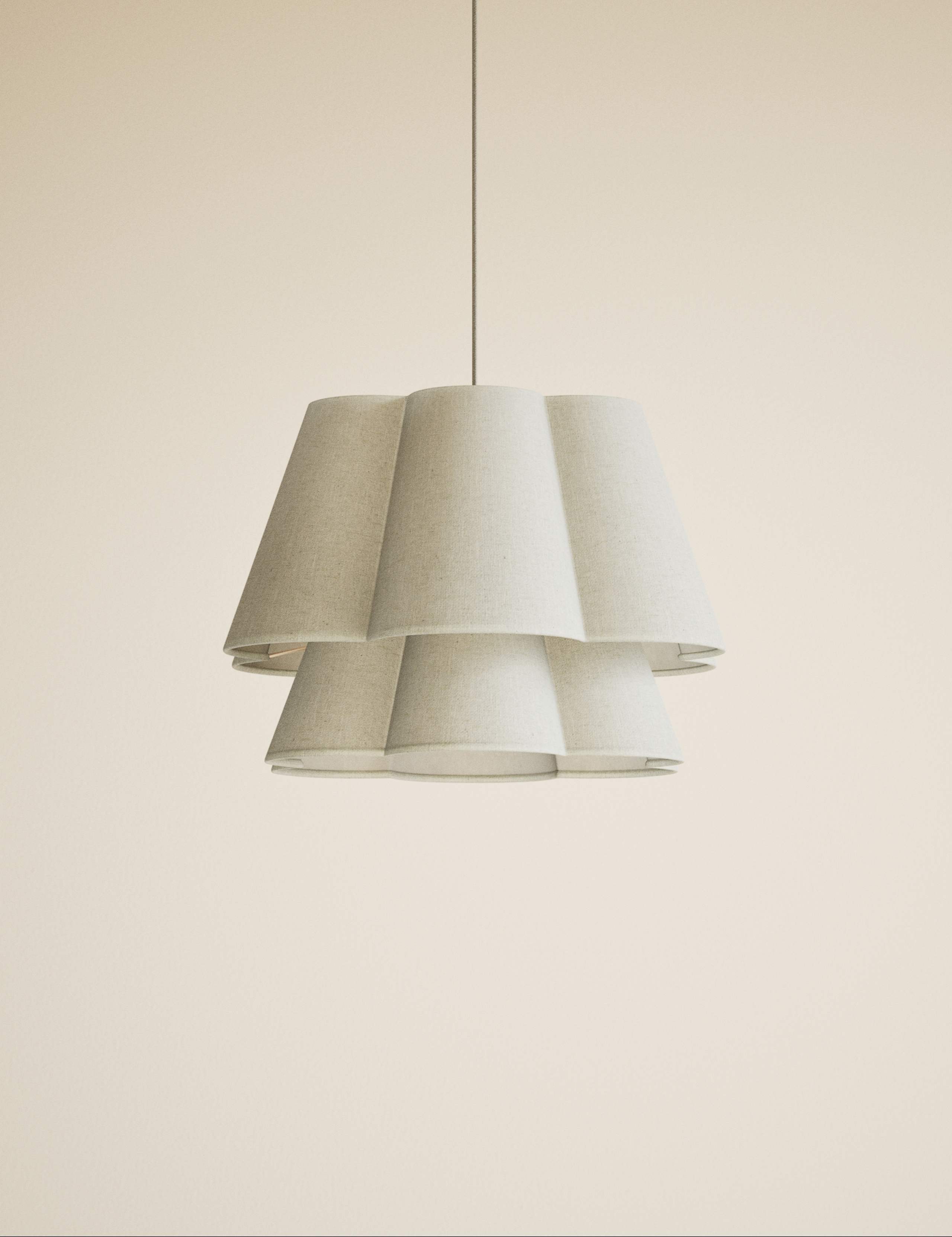 Scallop ceiling lamp shade two-tiered design 45cm - British product