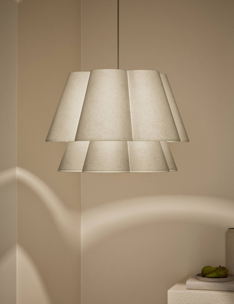 Scallop ceiling lamp shade two-tiered design 45cm - British product