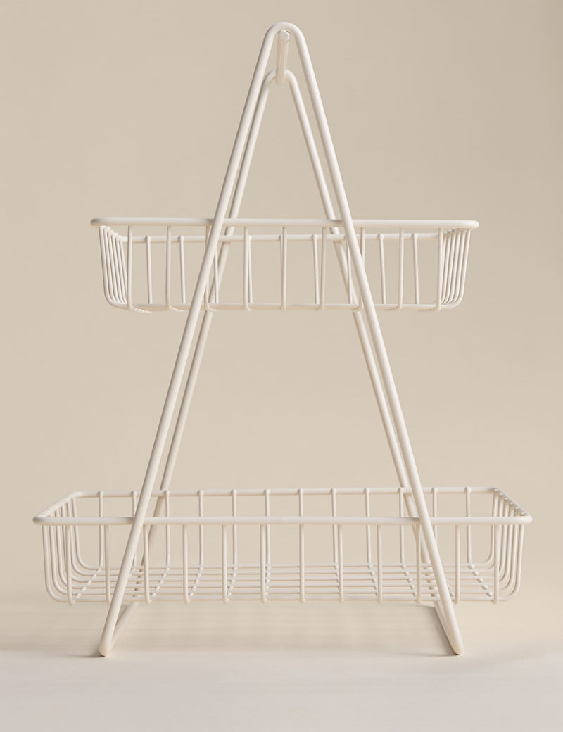 Two-tiered metal wire storage basket for kitchen, imported from the UK