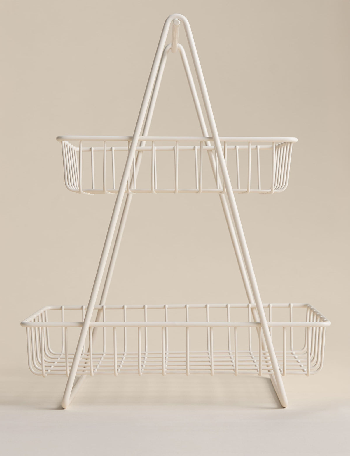 Two-tiered metal wire storage basket for kitchen, imported from the UK