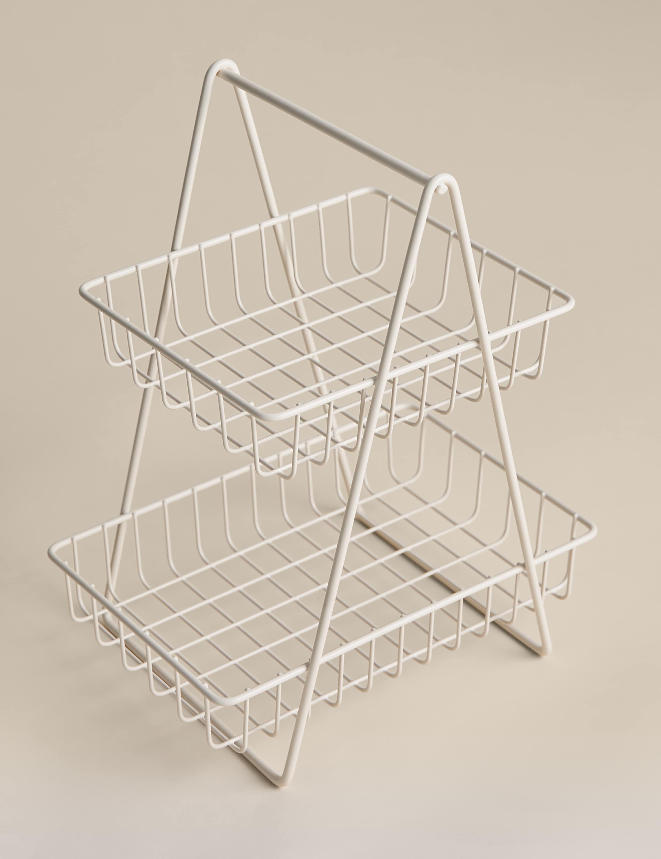 Two-tiered metal wire storage basket for kitchen, imported from the UK