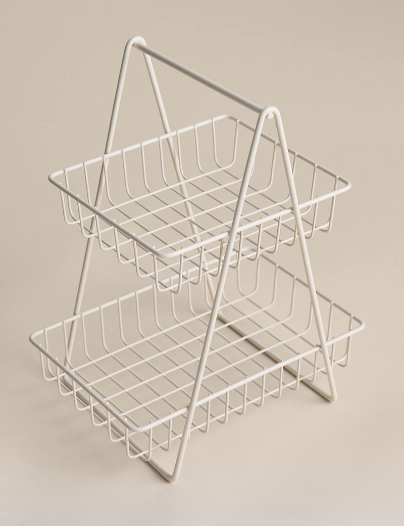 Two-tiered metal wire storage basket for kitchen, imported from the UK