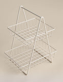Two-tiered metal wire storage basket for kitchen, imported from the UK