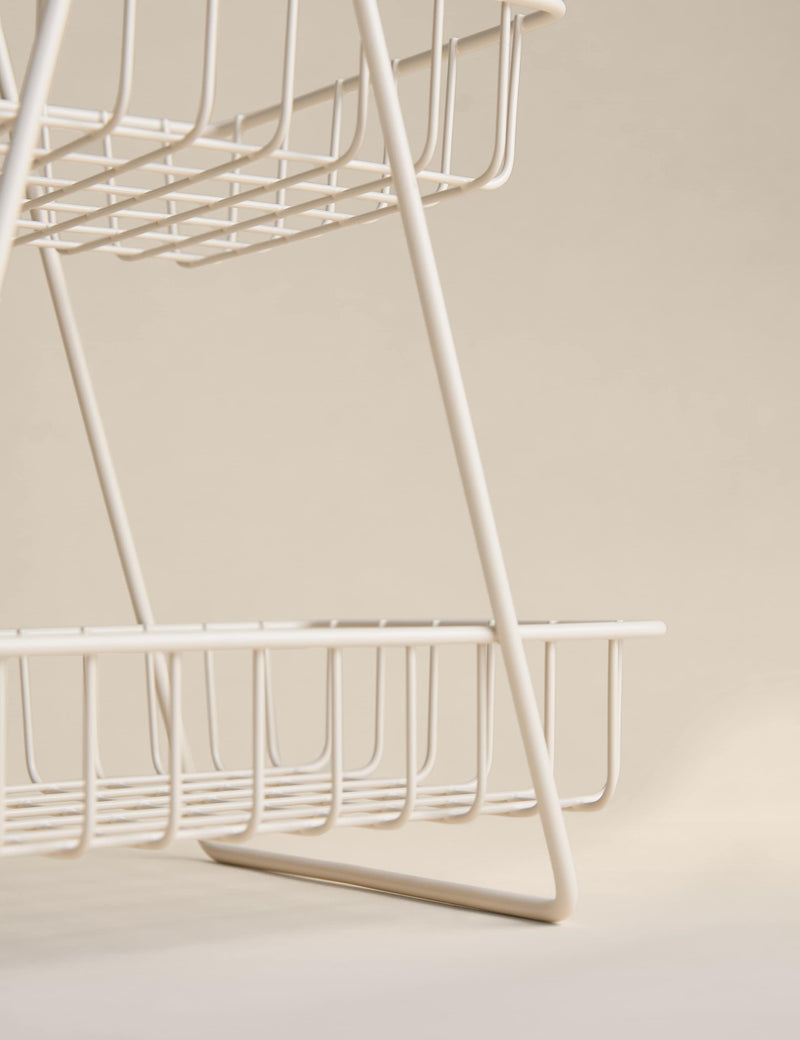 Two-tiered metal wire storage basket for kitchen, imported from the UK