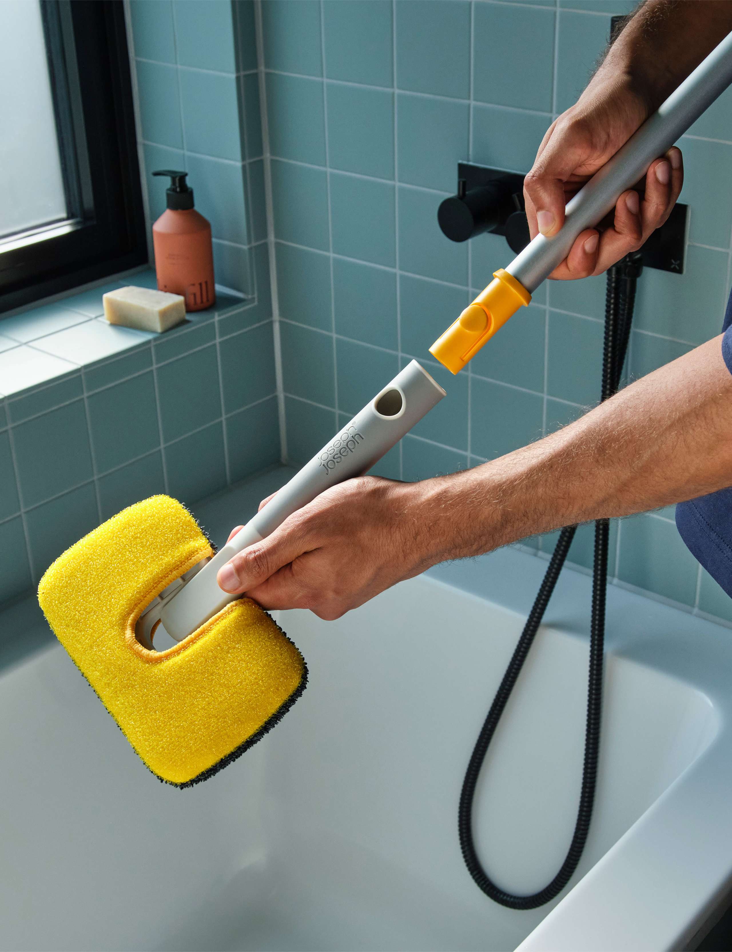 Joseph Joseph 2-in-1 scrubber with microfibre and scourer, imported from the UK