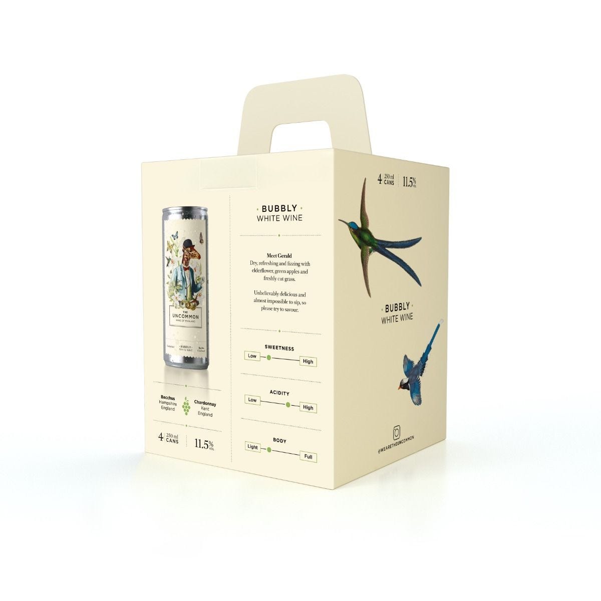 Uncommon Gerald sparkling white wine 4 x 25cl, imported from the UK