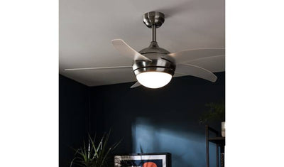 Argos Home Manhattan Viftelykt Satengnikkel Fjernkontroll 108cm