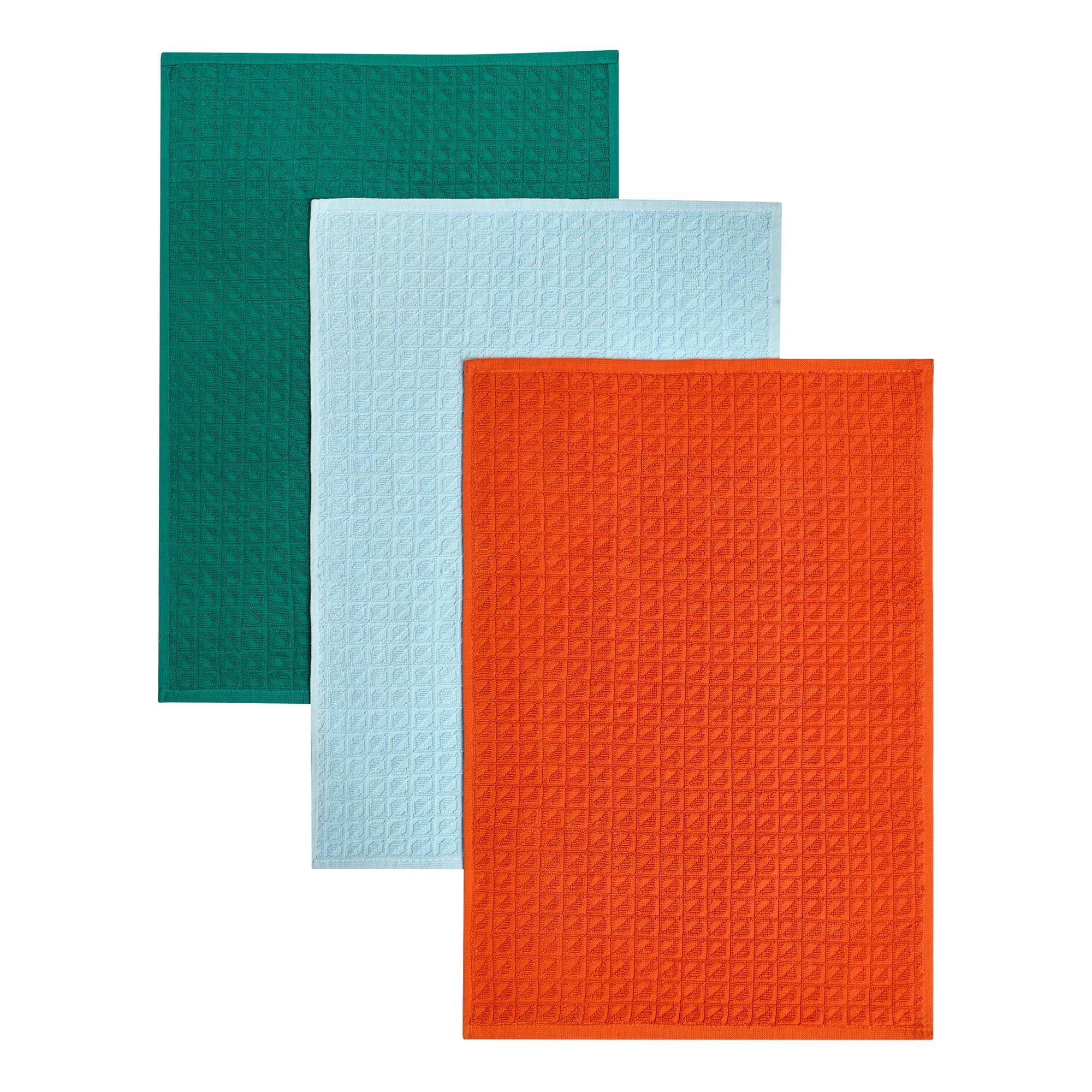 Habitat pack of 3 geo cube terry tea towels, imported from the UK