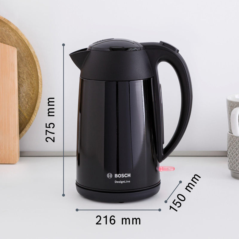 Bosch cordless kettle stainless steel 1.7L black (British brand)