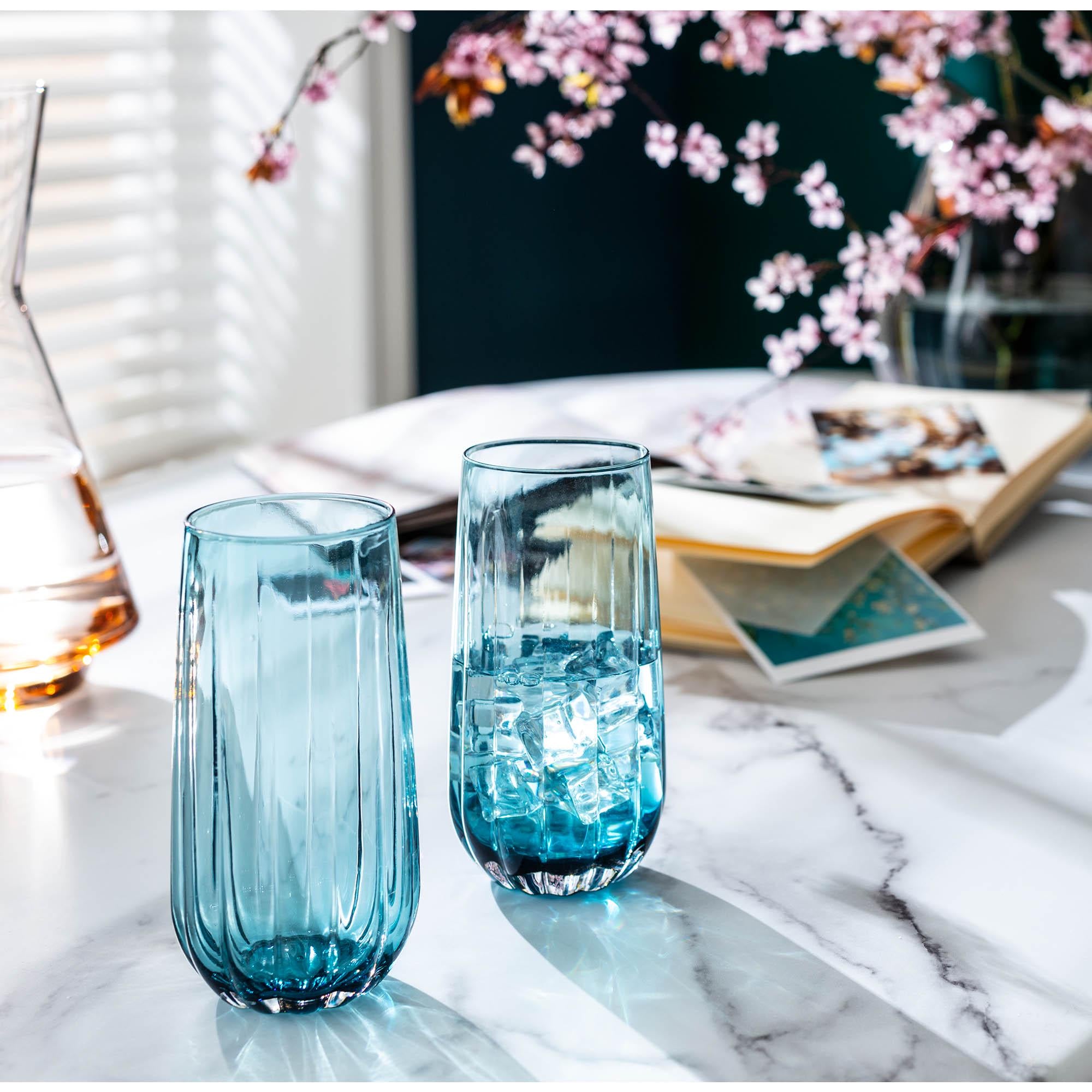 Habitat Teal Coloured Hi Ball Glass 450ml Capacity, UK version