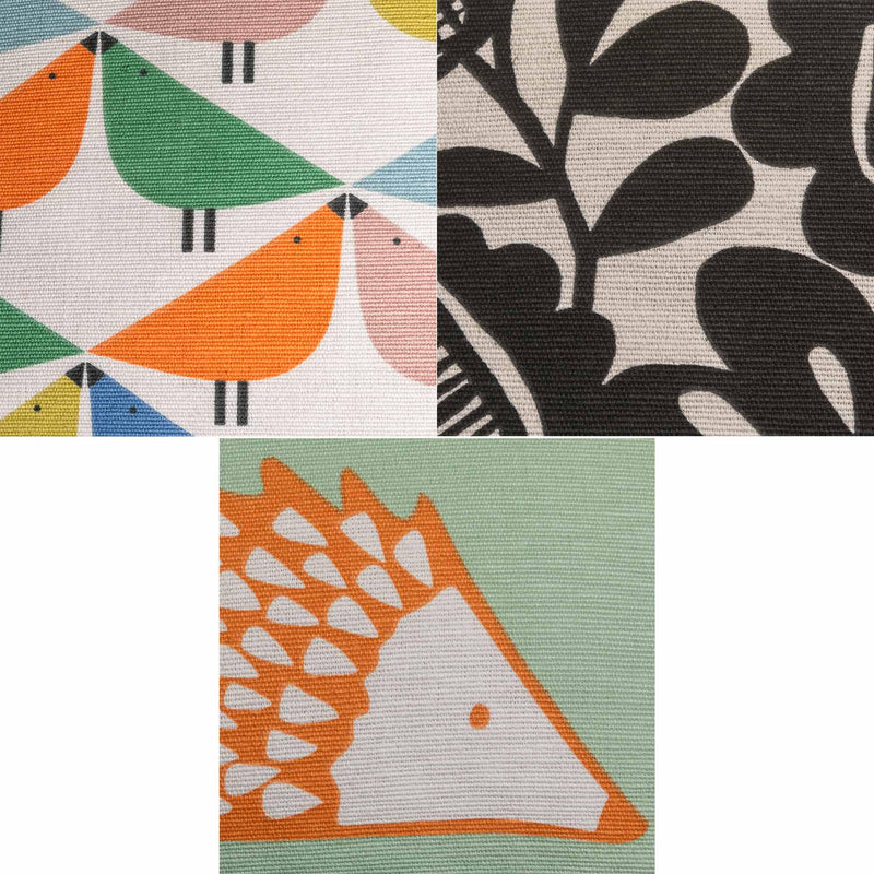 Hedgehog Printed Cushion with Cotton Cover and Green Piping, 50x30cm