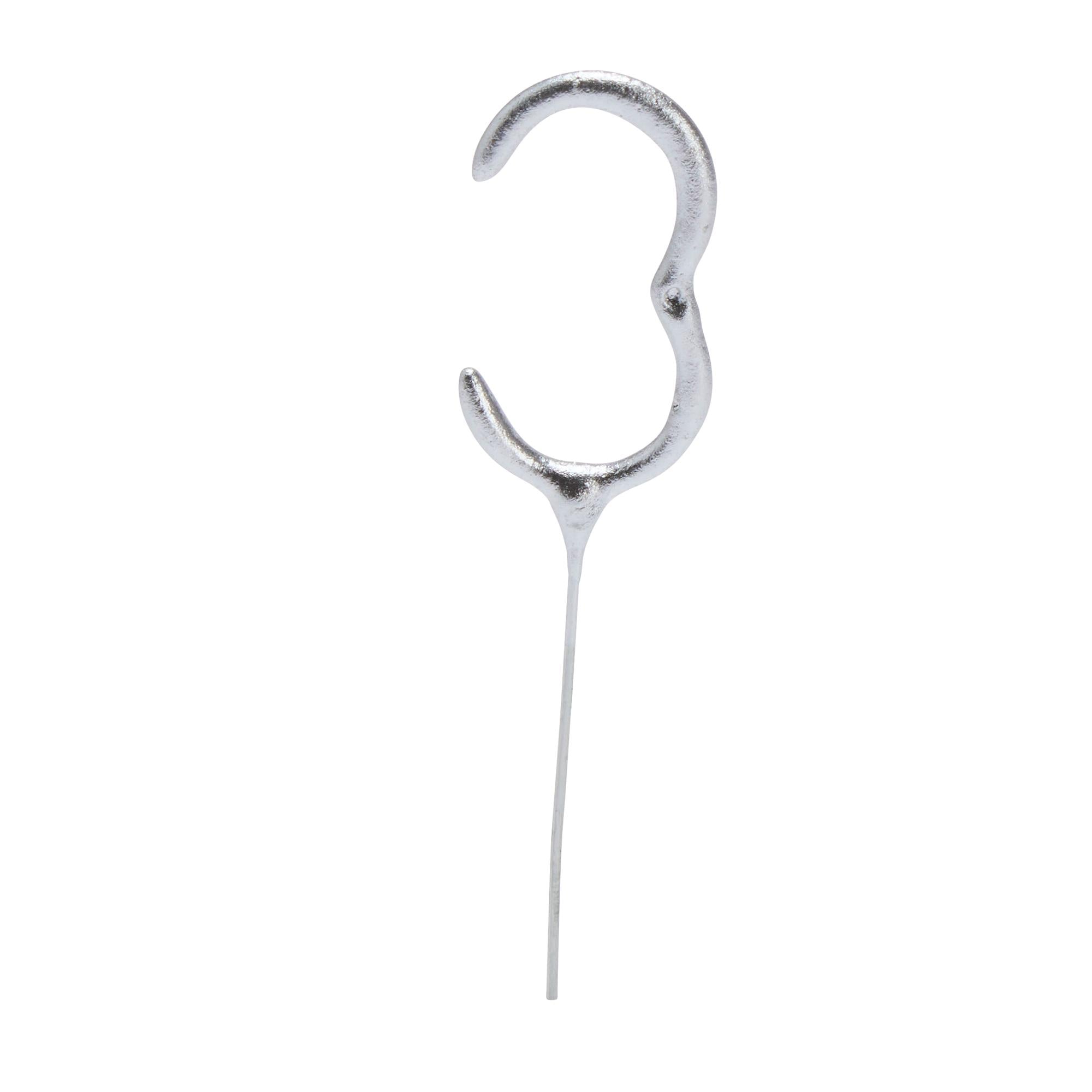 Sainsbury's Home silver number 3 cake sparkler candle 17cm, imported from the UK