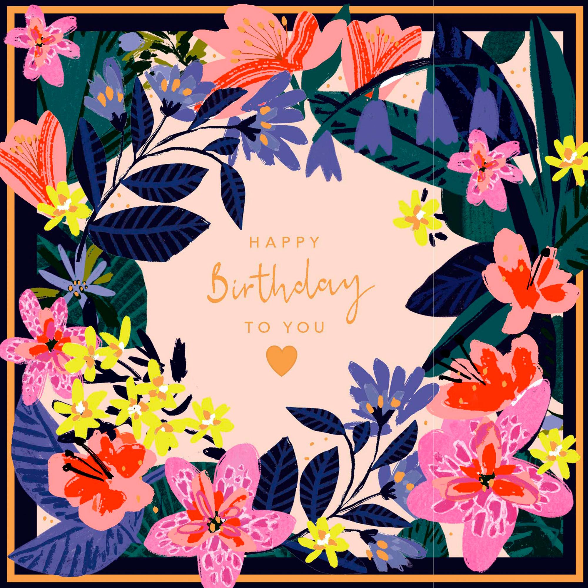 Sainsbury's Happy Birthday Card Floral Wreath 15.9cm (British brand)