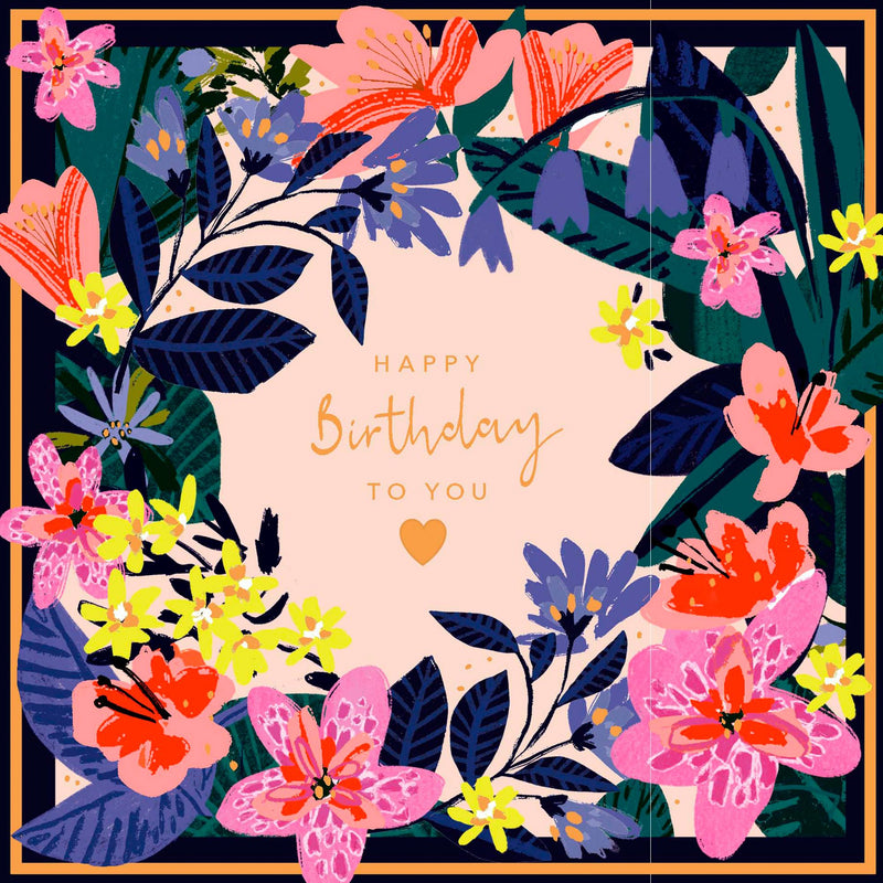 Sainsbury's Happy Birthday Card Floral Wreath 15.9cm (British brand)