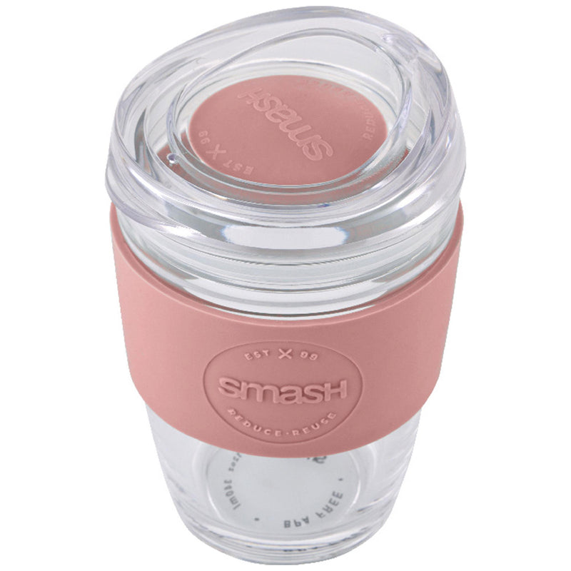 Smash Glass reusable coffee cup pink travel mug (British brand)