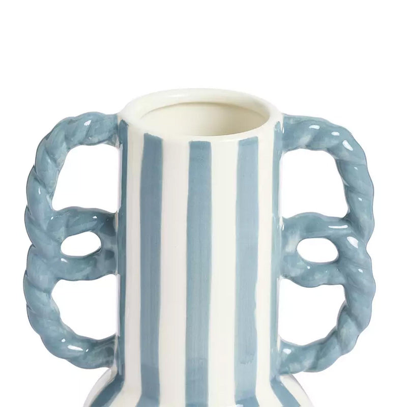 Habitat stripe ceramic vase with wavy handles H20cm - British product