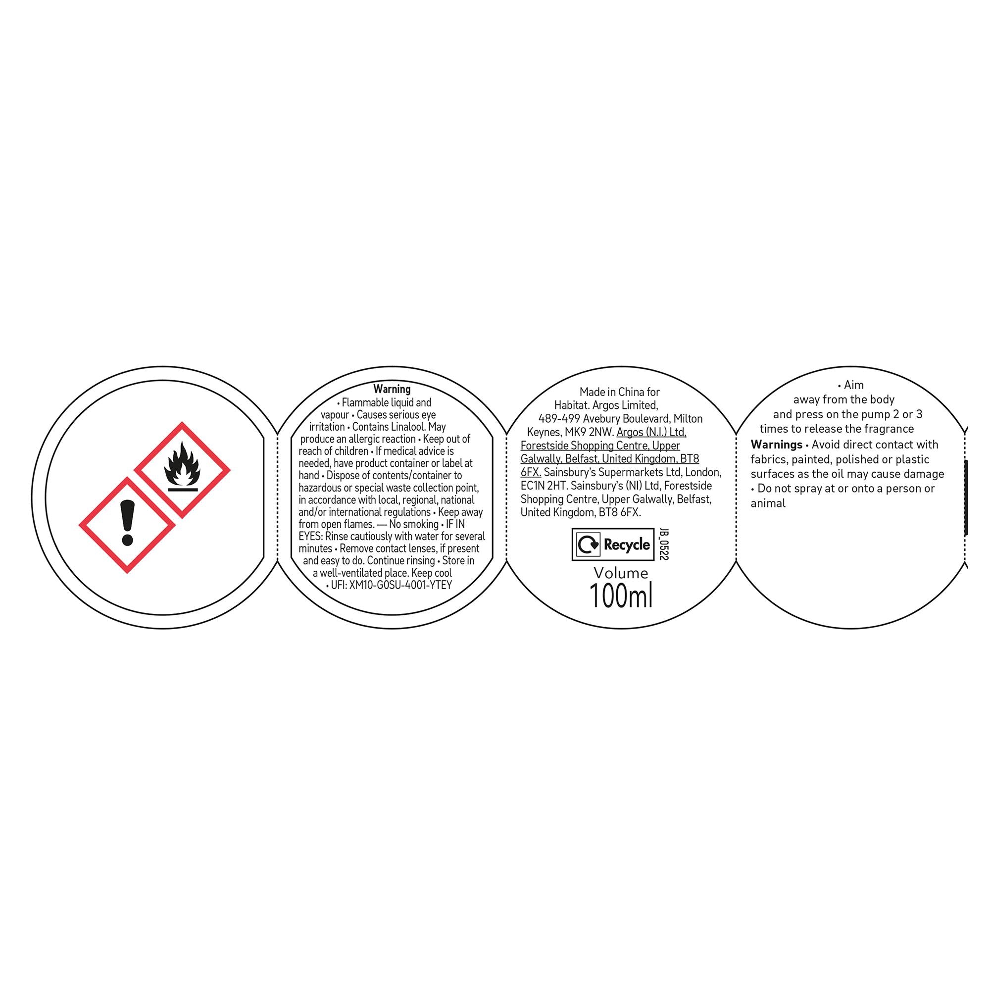 Habitat room spray geranium basil 100ml, UK version