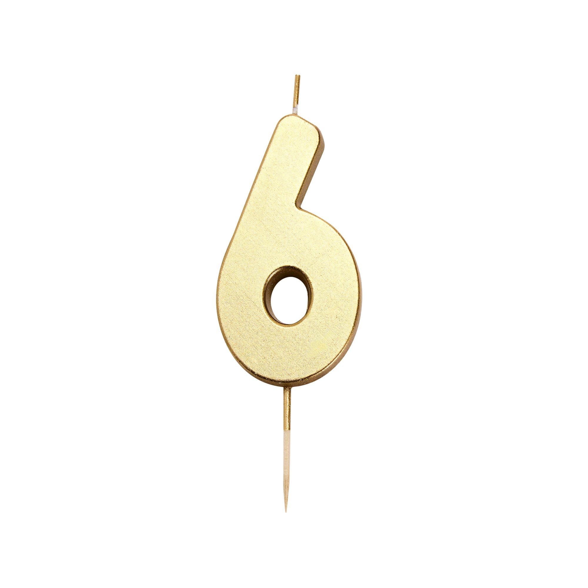 Sainsbury's Home gold number 6 candle 8cm x 6cm - British product