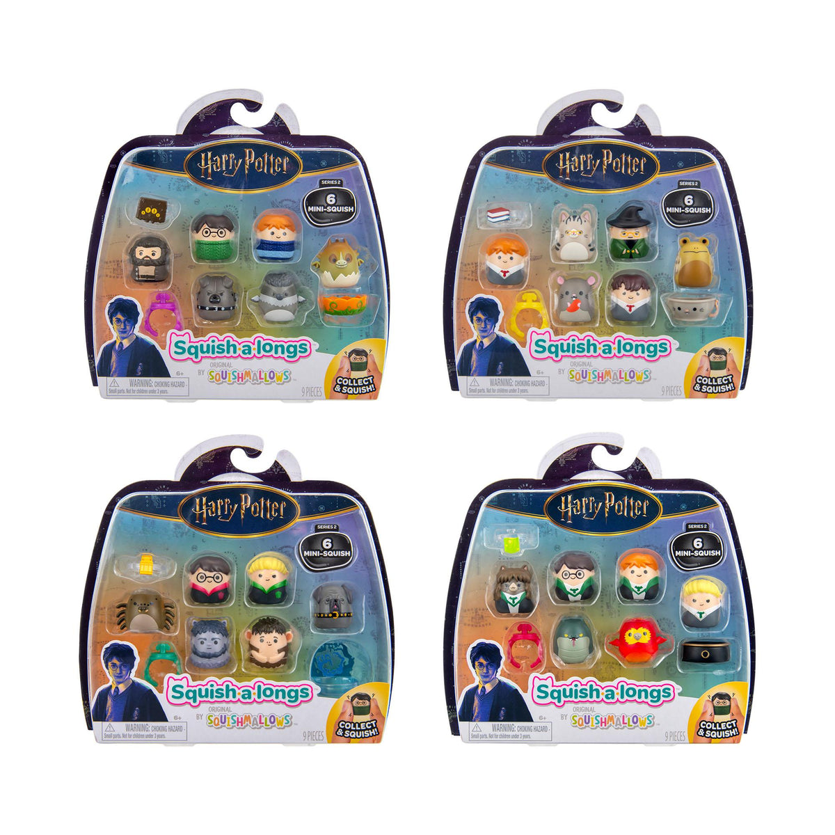 Squishmallows Squish-a-longs Harry Potter Mini-Squish set 6 pack (British brand)