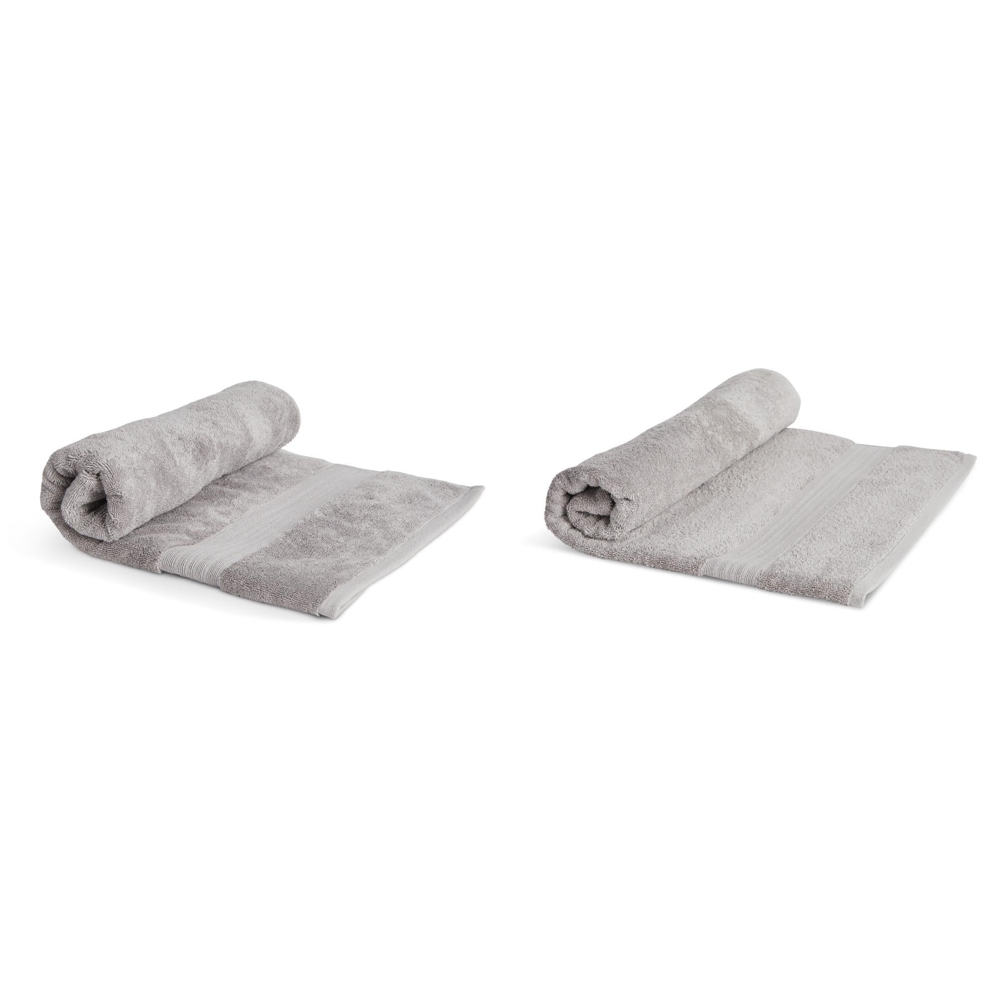 Luxury Egyptian Cotton Bath Towel or Sheet with Plush Pile, Silver Striped Design