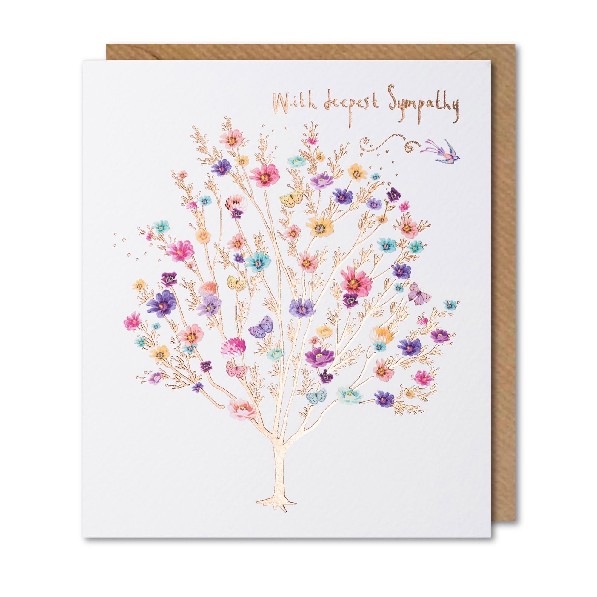 Paperlink Deepest Sympathy Card Classic Flower Tree, imported from the UK
