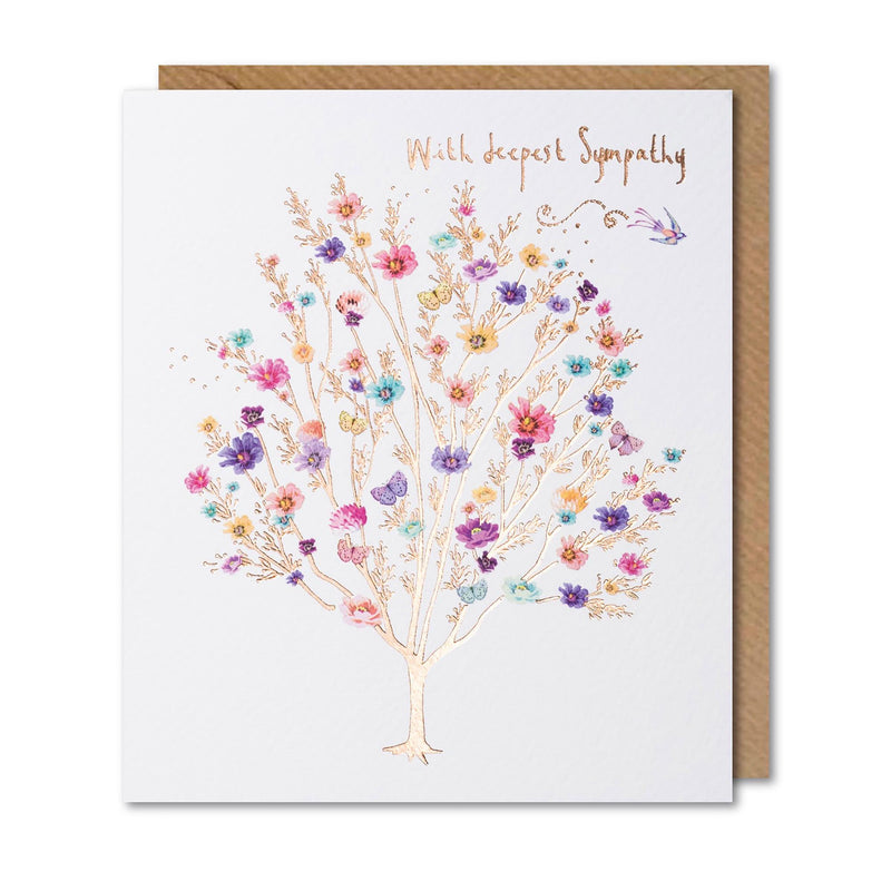 Paperlink Deepest Sympathy Card Classic Flower Tree, imported from the UK