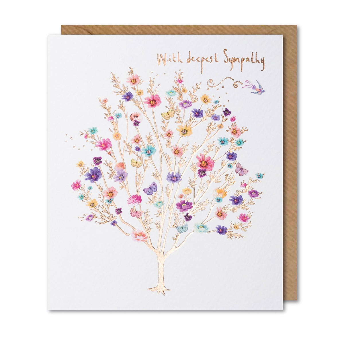 Paperlink Deepest Sympathy Card Classic Flower Tree, imported from the UK