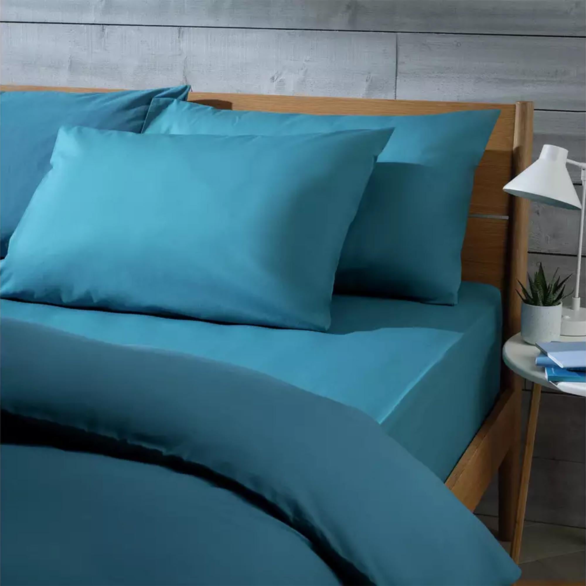 Habitat cotton rich pillowcase pair petrol blue 180tc, UK version