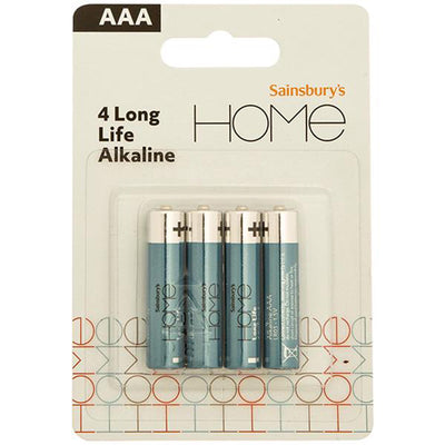 Sainsburys Sainsbury's Extra Long Life AAA Alkaline Batteries 4 Pack- Buy online at McGrocer