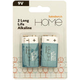 Sainsbury's Home 9V alkaline batteries pack of 2 (British brand)