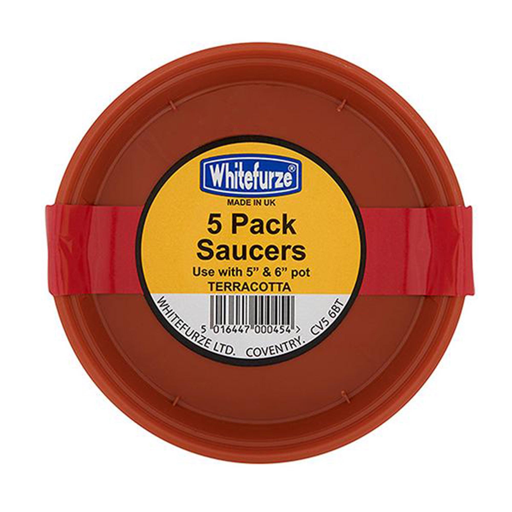 Whitefurze plastic saucers pack of 5 12.7cm, imported from the UK