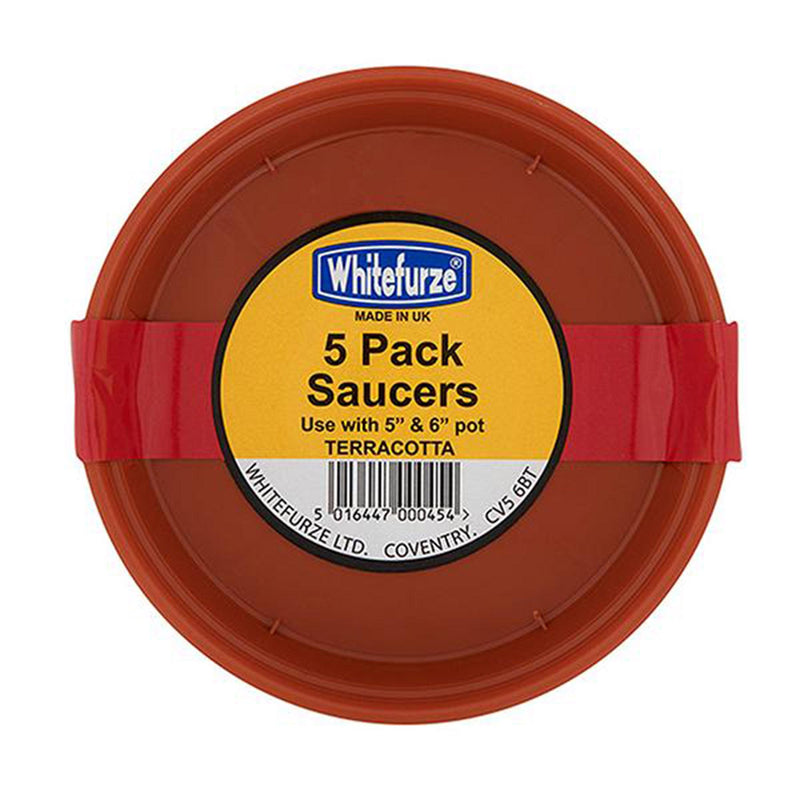 Whitefurze plastic saucers pack of 5 12.7cm, imported from the UK