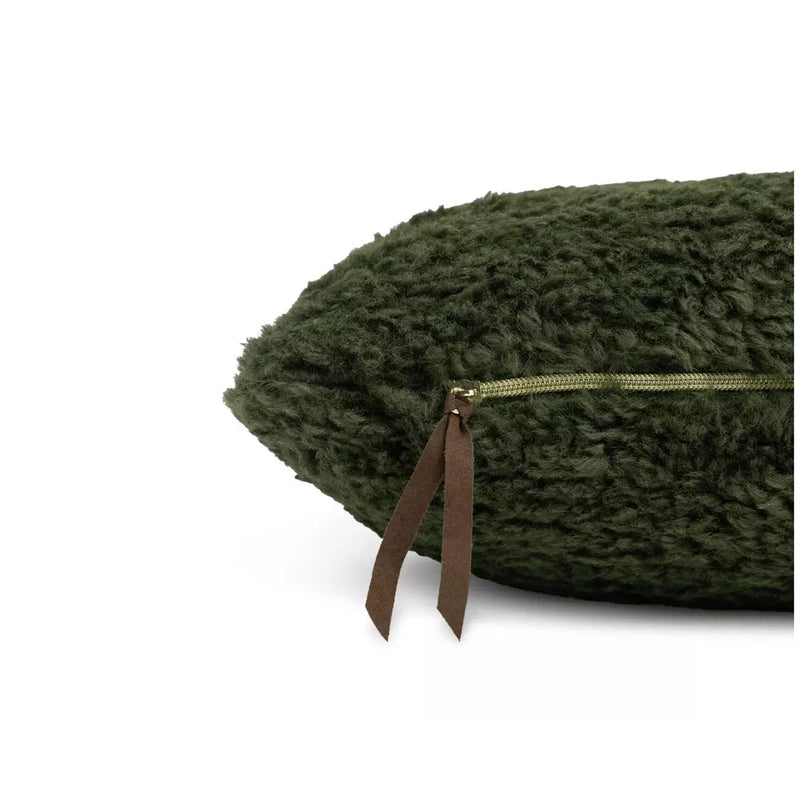 Habitat shearling cushion moss green 55x40cm, imported from the UK