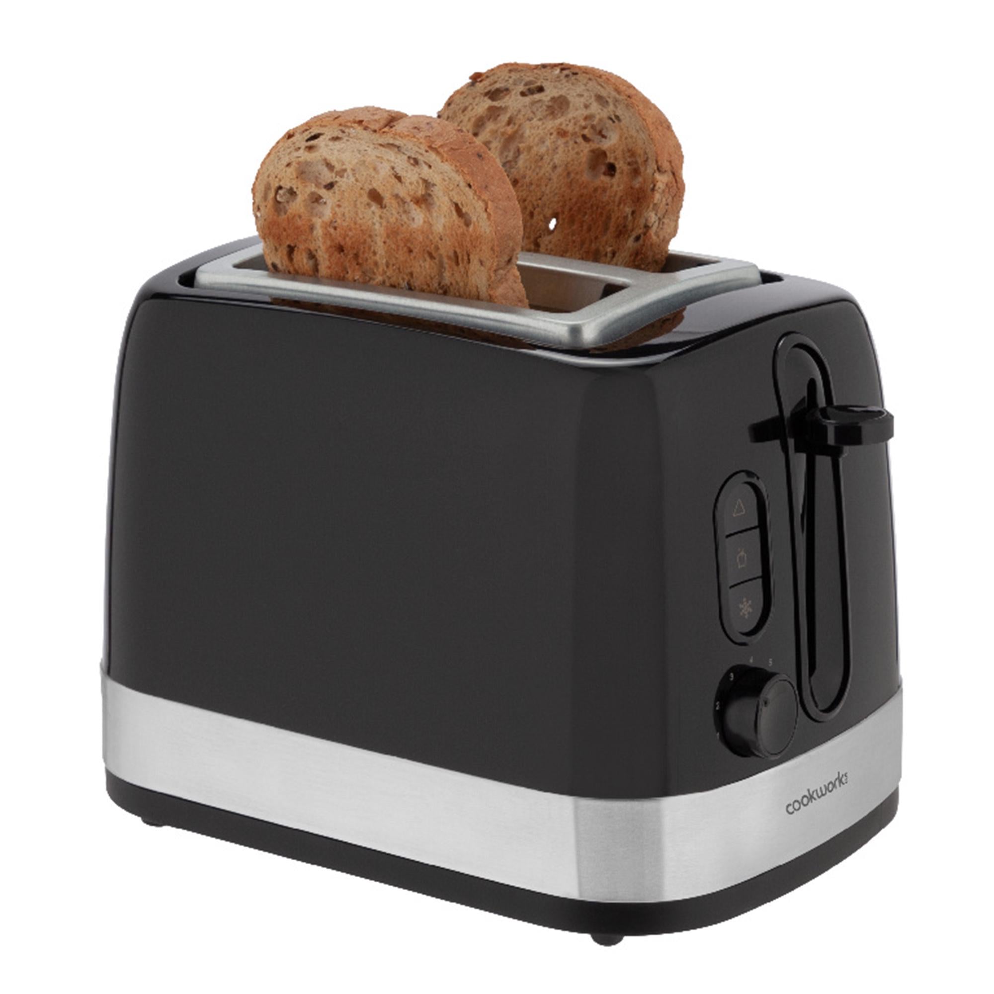 Cookworks illuminated black 2 slice toaster - British product