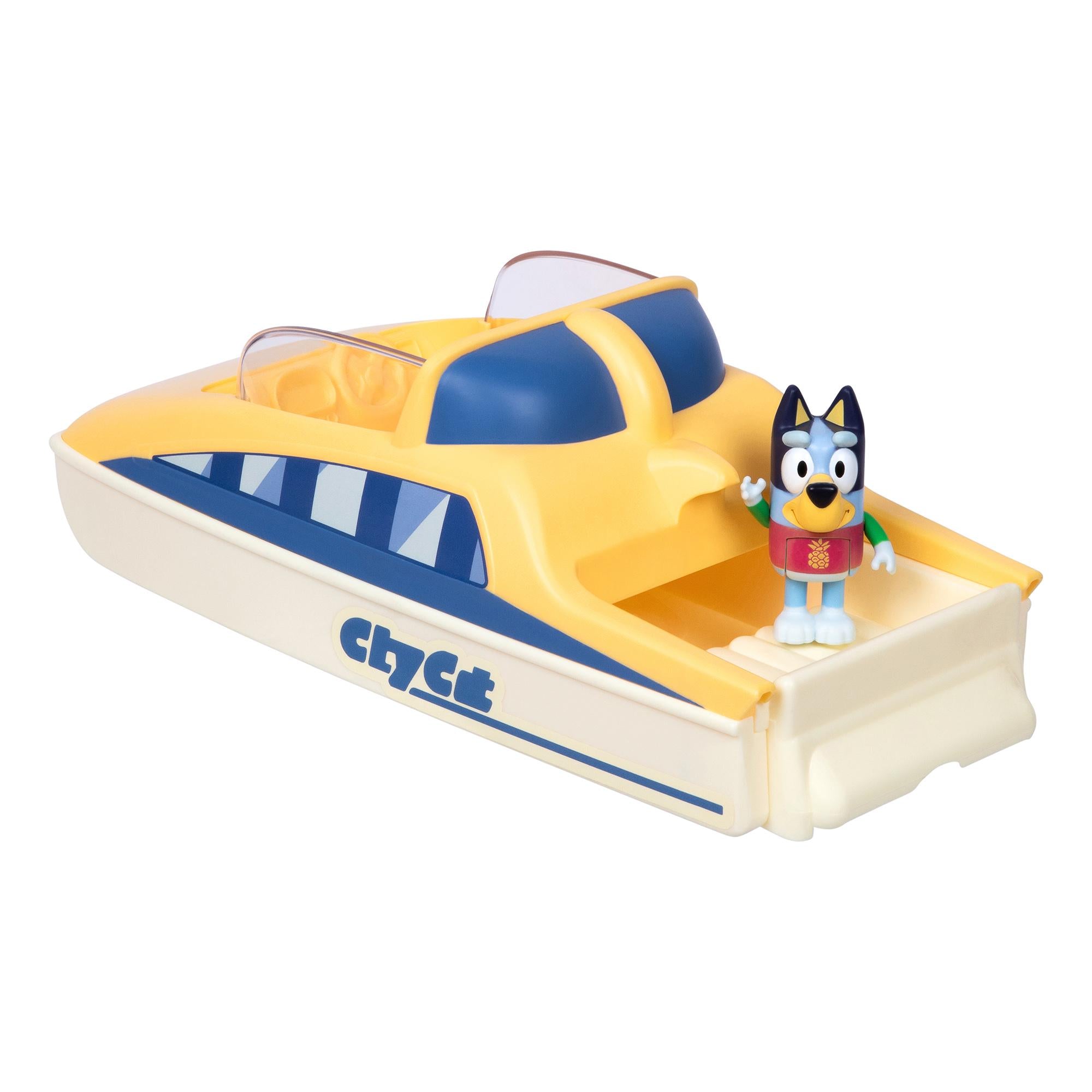 Bluey CityCat Boat with color-change figure, imported from the UK